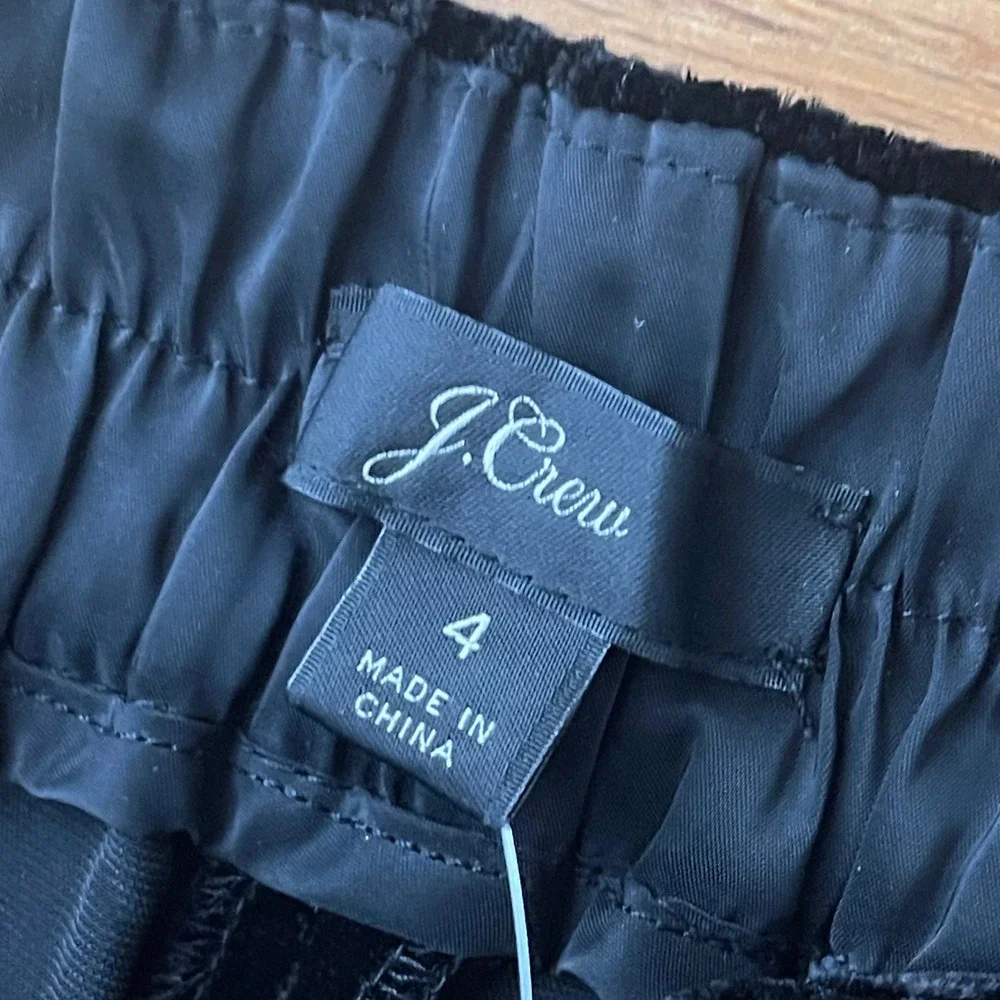 J.CREW Pull-on Easy Pant in Velvet‎ Size 4 Black NEW Party Holiday J5014